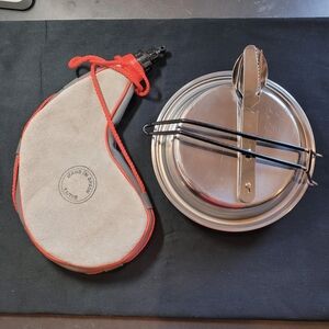 Camping Mess Kit with Leather Bota Water Bag